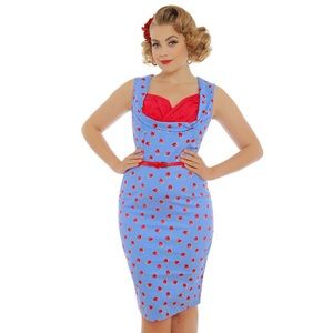 Lindy Bop Strawberry Print Wiggle Dress